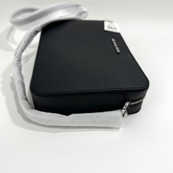 Michael Michael Kors Jet Set Black Large Saffiano Leather Crossbody Bag New - Picture 5 of 11